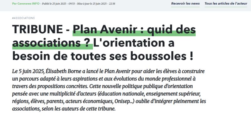 TRIBUNE – Plan Avenir : quid des associations ? L’orientation a besoin de toutes ses boussoles !