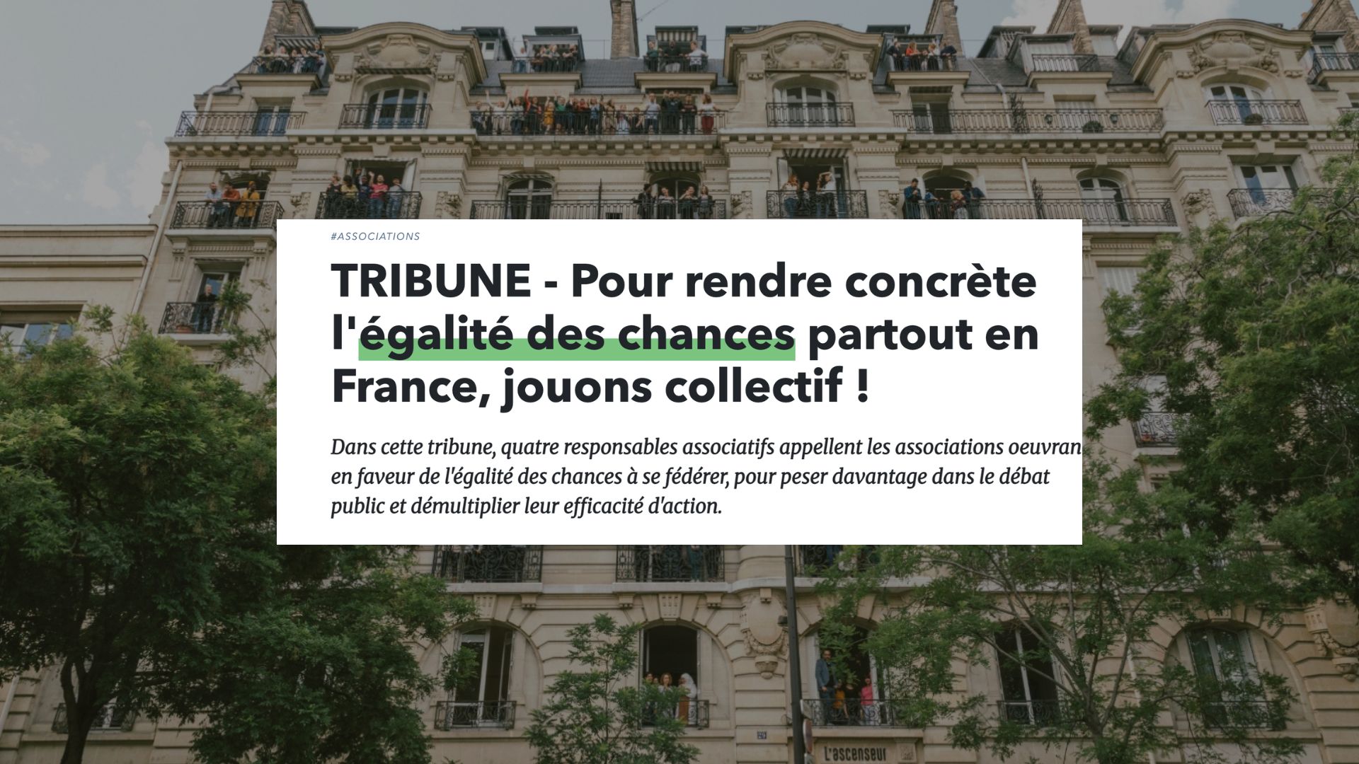 TRIBUNE – Pour rendre concrète l&rsquo;égalité des chances partout en France, jouons collectif !